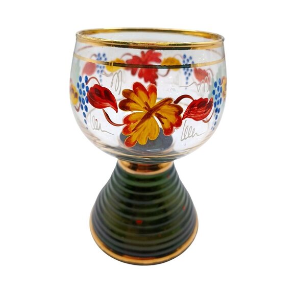 Reuge Musical Hand Painted Fall Leaves Floral Wine Glass Music Box - Picture 3 of 6